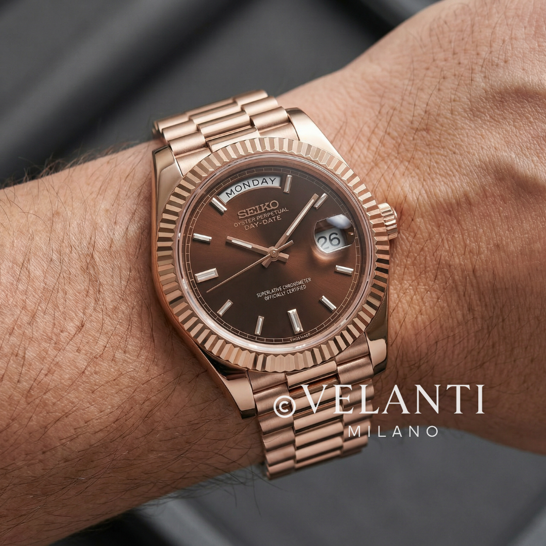 Seikojust | Daydate Rose Gold - Chocolate Crystals