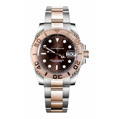 Submariner-style automatic watch, Velanti Milano Velmariner Rose Gold, main product photo