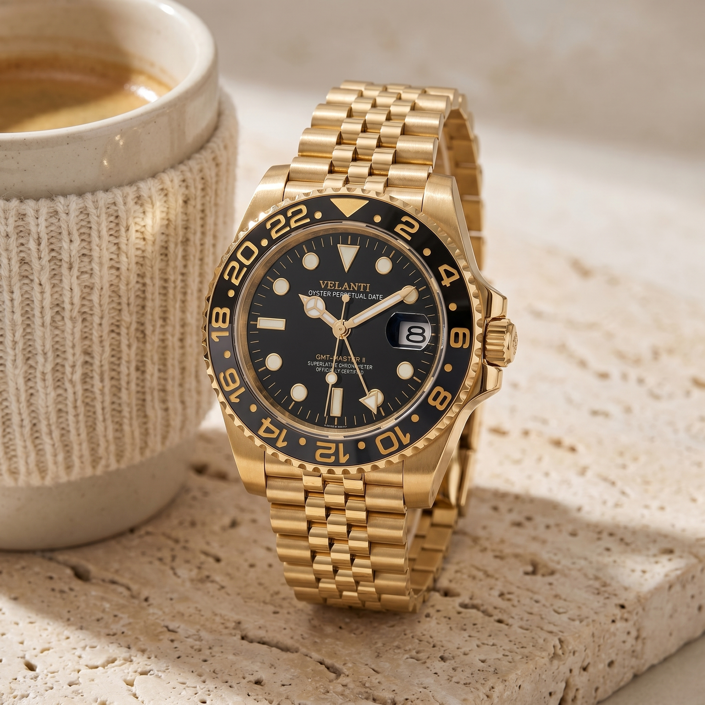 GMT-style custom mod watch, Velanti Milano Gmtvel Gold, product photo 3