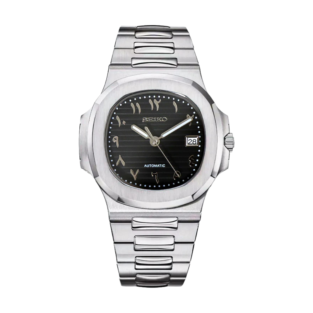 Nautiko Arabic Black Seiko mod watch | Velanti Milano