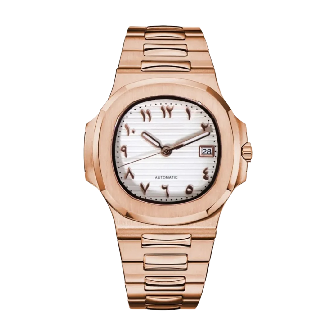 Nautiko Arabic Rose Gold White Seiko mod watch | Velanti Milano