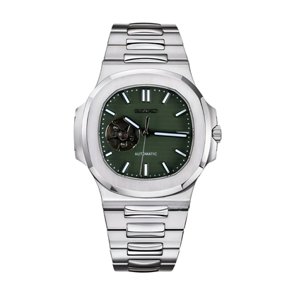 Nautiko Olive Green Open Movement Seiko mod watch | Velanti Milano