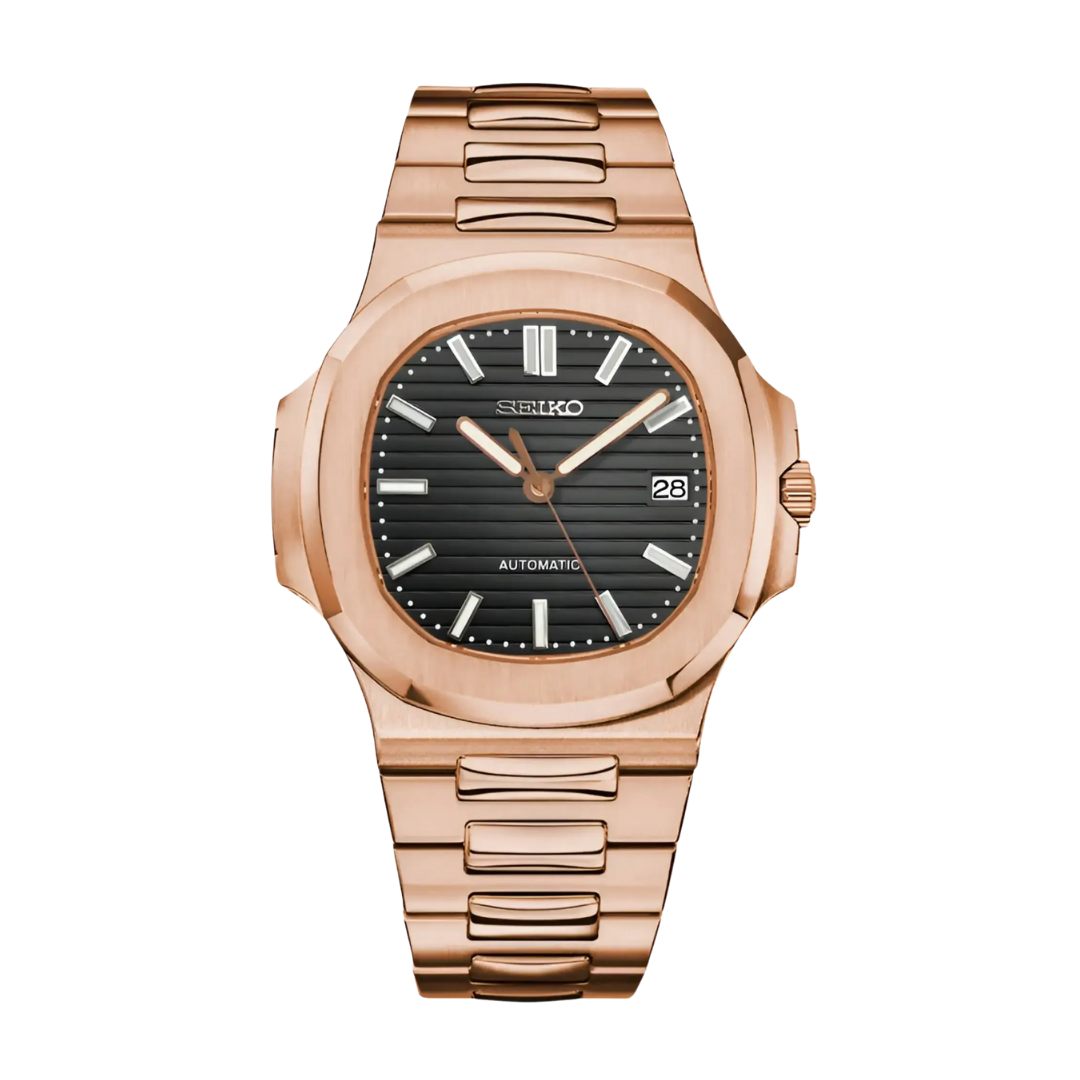 Nautiko Rose Gold Black Seiko mod watch | Velanti Milano