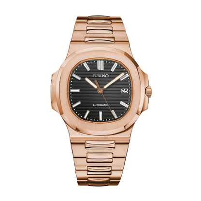Nautiko Rose Gold Black Seiko mod watch | Velanti Milano