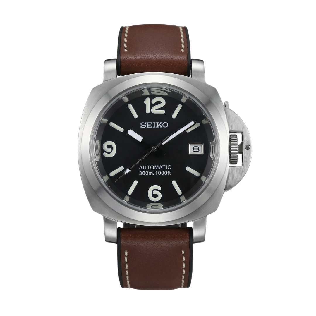Paneiko Brown Leather Seiko mod watch | Velanti Milano