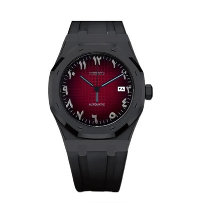 Royal Seikoak Arabic Black Red Seiko mod watch | Velanti Milano