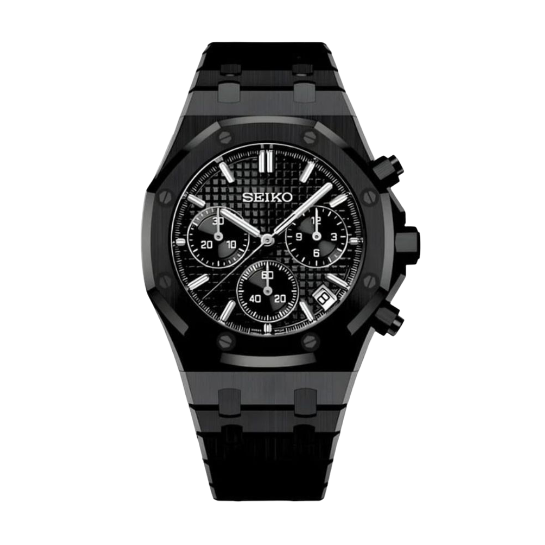 Royal Seikoak Chrono Triple Black Seiko mod watch | Velanti Milano