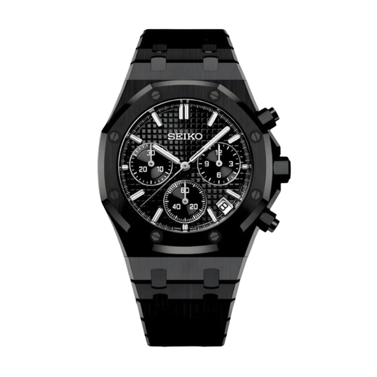 Royal Seikoak Chrono Triple Black Seiko mod watch | Velanti Milano