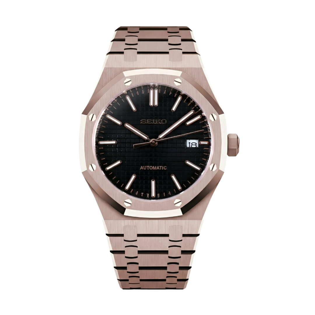 Royal Seikoak Rose Gold Black Seiko mod watch | Velanti Milano