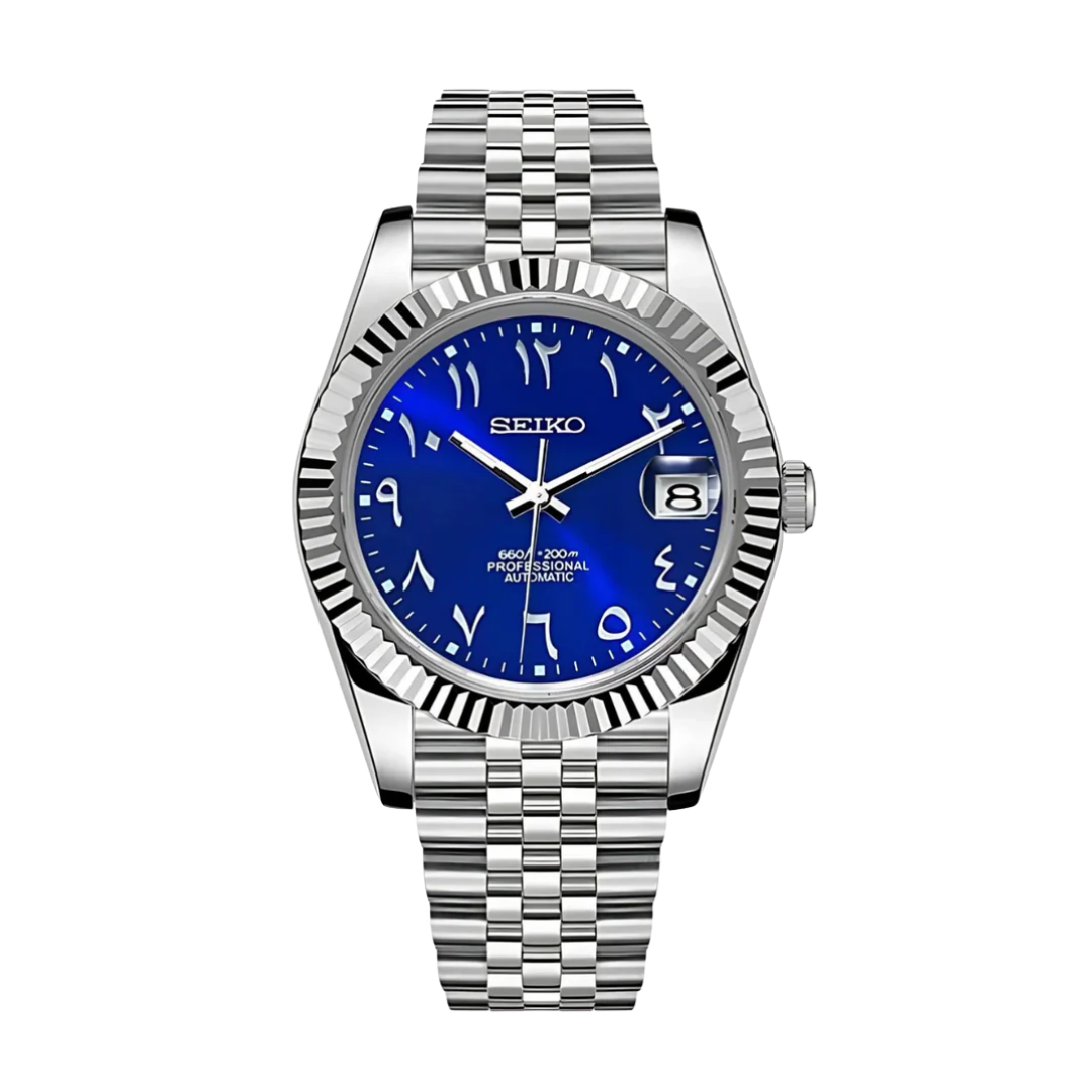 Seikojust Arabic Royal Blue Seiko mod watch | Velanti Milano