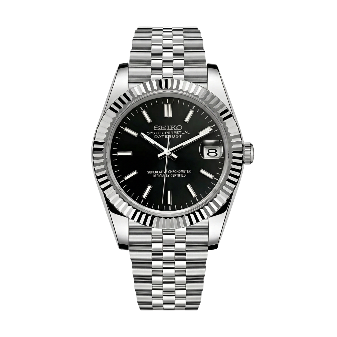 Seikojust Classic Black Seiko mod watch | Velanti Milano