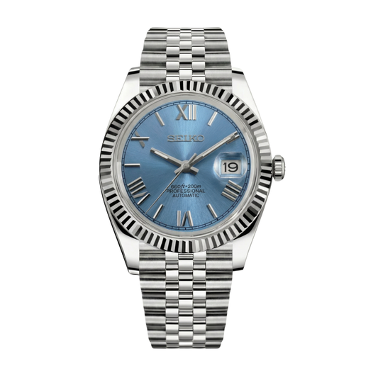 Seikojust Ice Blue Roman Seiko mod watch | Velanti Milano