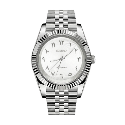 Seikojust White Arabic Textured Seiko mod watch | Velanti Milano
