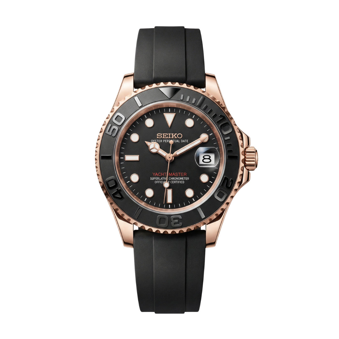 Seikomariner Rose Gold Black Seiko mod watch | Velanti Milano