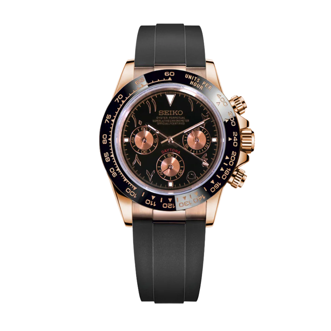 Seitona Arabic Rose Gold Seiko mod watch | Velanti Milano
