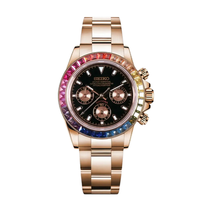 Seitona Rose Gold Rainbow Seiko mod watch | Velanti Milano