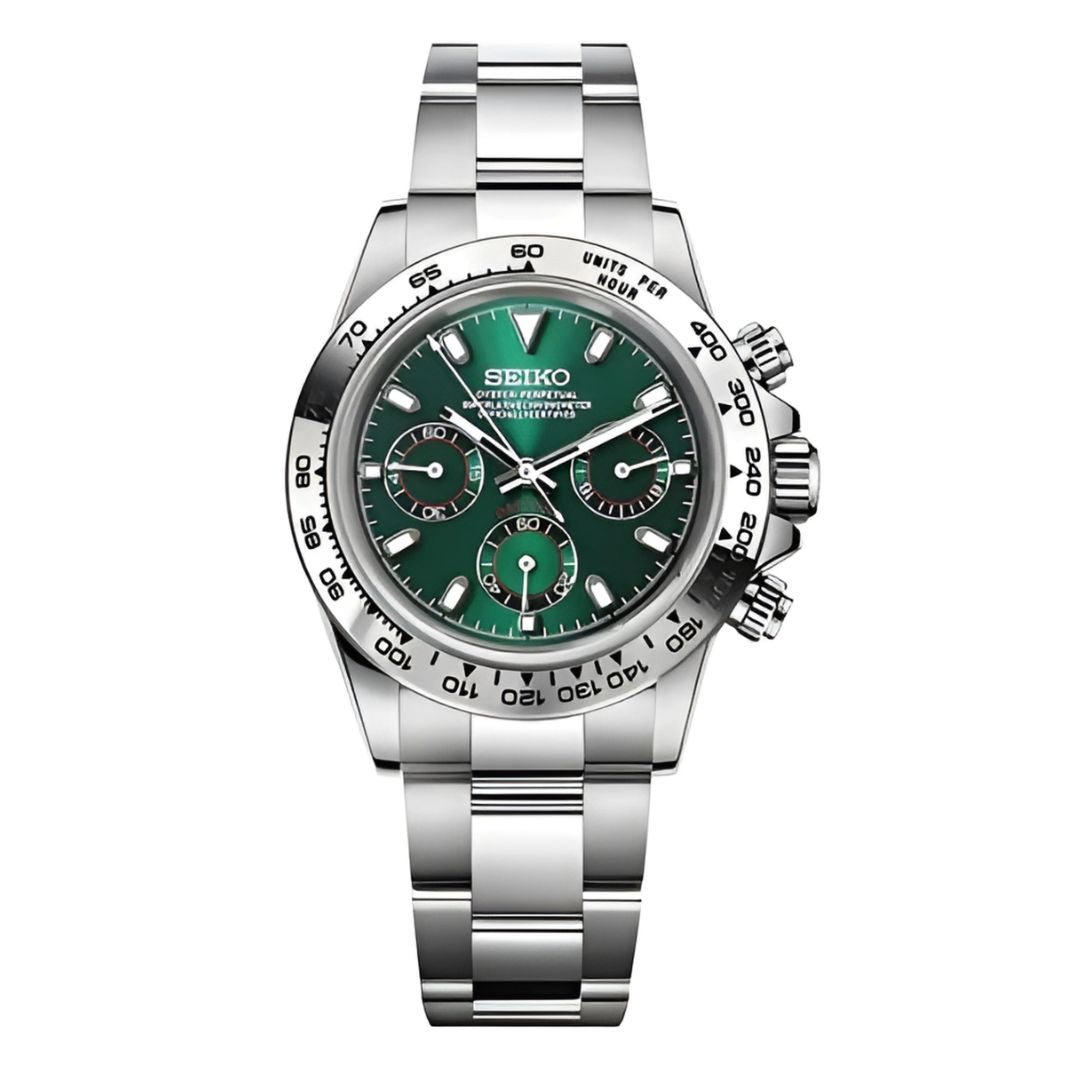 Seitona Silver Green Seiko mod watch | Velanti Milano