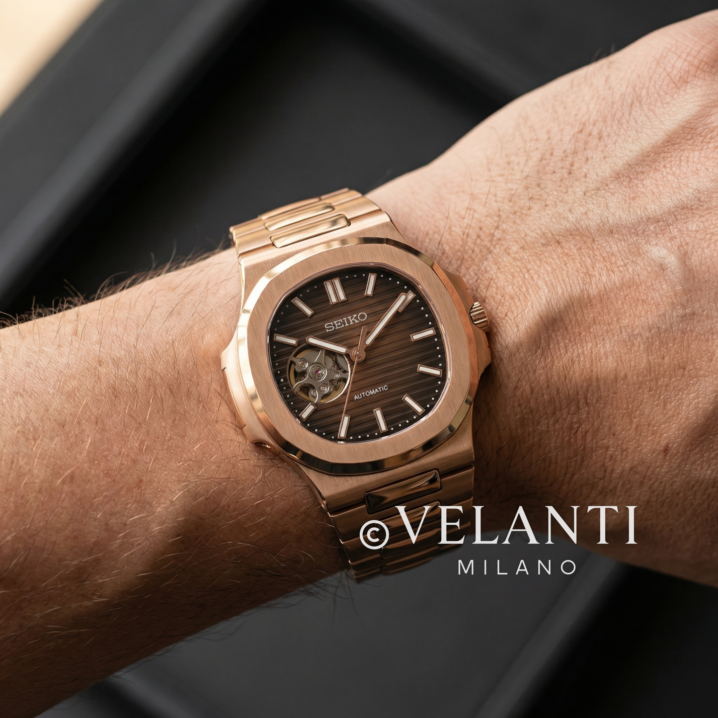 NAUTIKO | Rose Gold Chocolate Open Heart