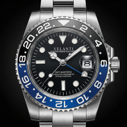 GMT-style custom mod watch, Velanti Milano Gmtvel Batman, product photo 4