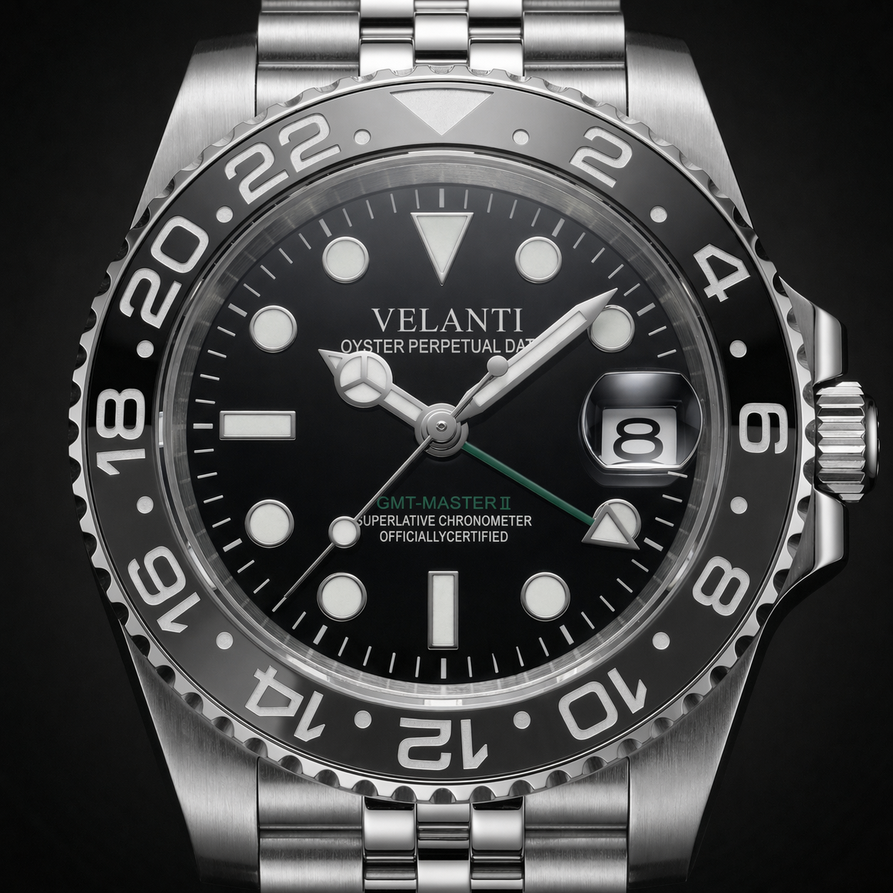 GMT-style custom mod watch, Velanti Milano Gmtvel Bruce Wayne, product photo 3