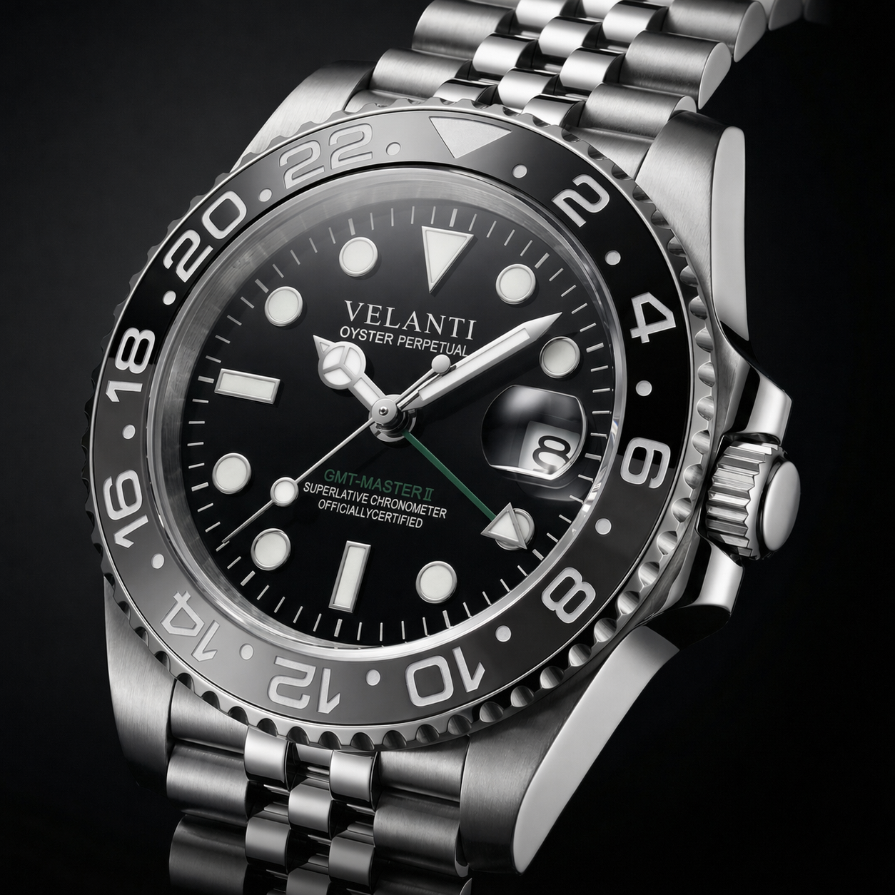 GMT-style custom mod watch, Velanti Milano Gmtvel Bruce Wayne, product photo 5