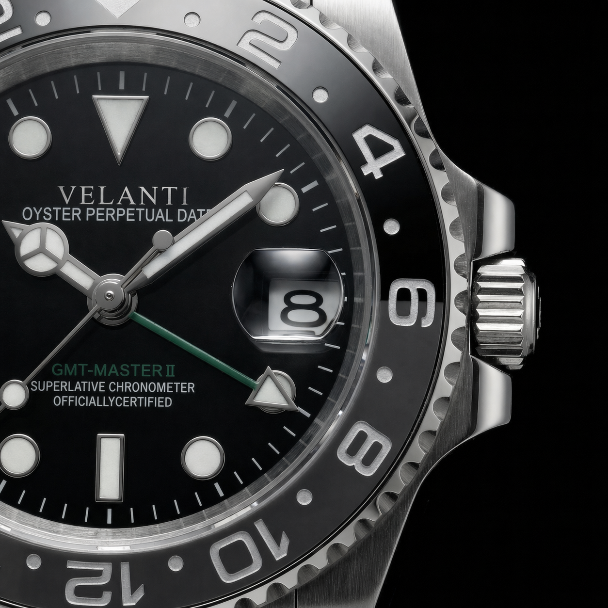 GMT-style custom mod watch, Velanti Milano Gmtvel Bruce Wayne, product photo 6