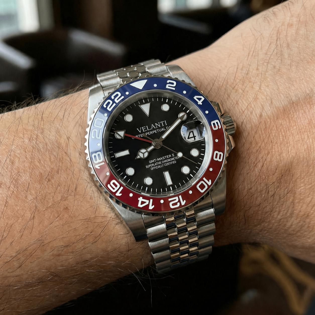 GMT-style custom mod watch, Velanti Milano Gmtvel Pepsi, product photo 2
