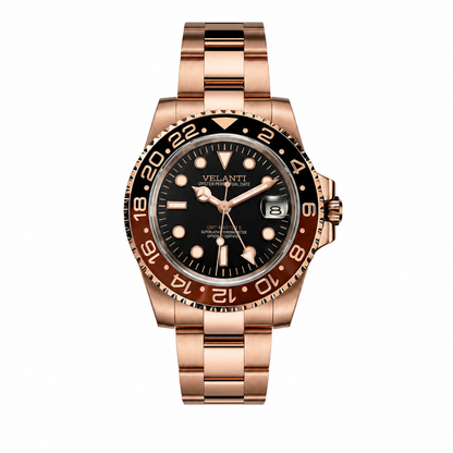 GMT-style custom mod watch, Velanti Milano Gmtvel Rootbeer, main product photo