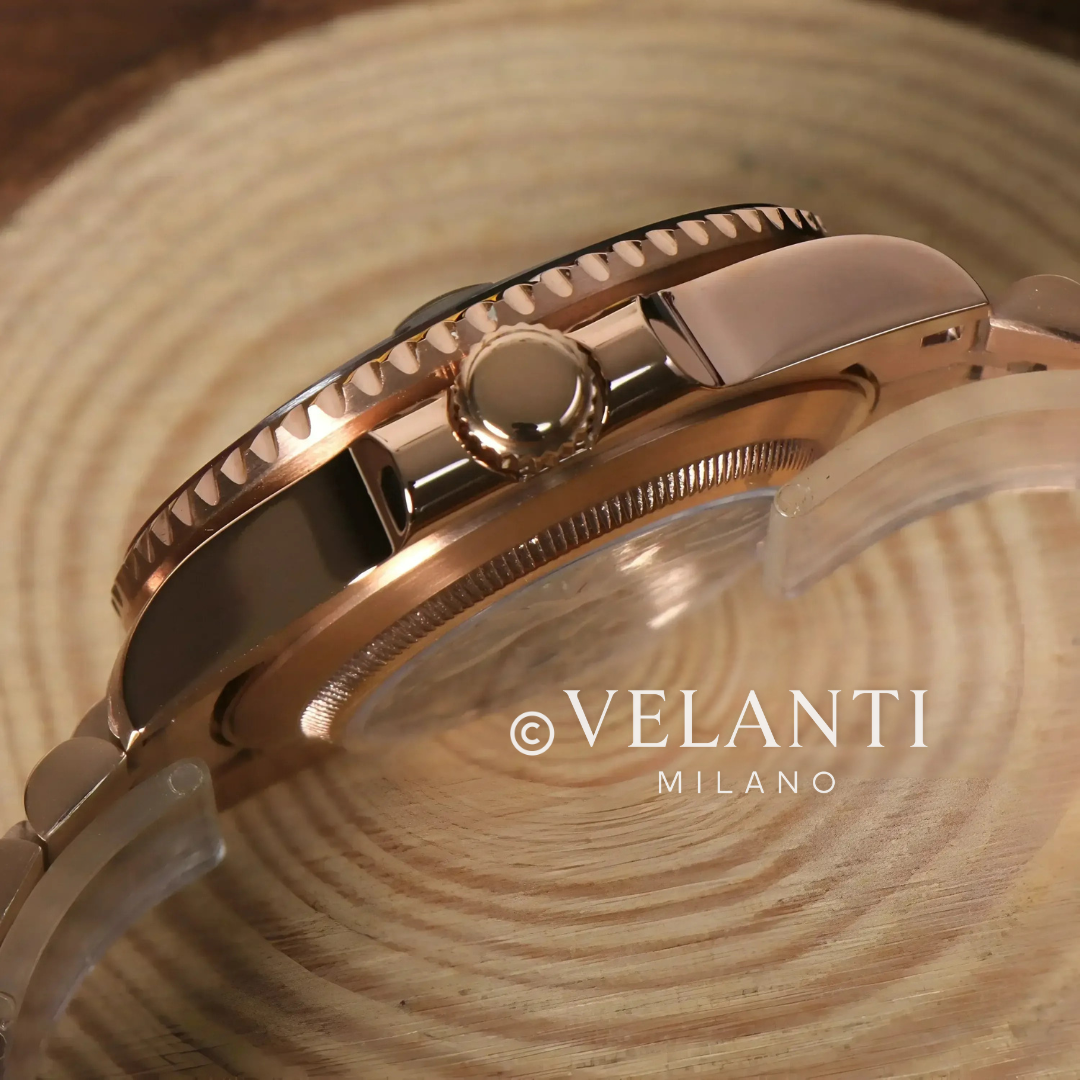 GMT-style custom mod watch, Velanti Milano Gmtvel Rose Gold Rootbeer, product photo 4