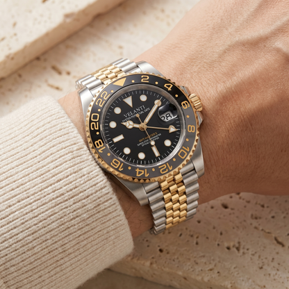 GMT-style custom mod watch, Velanti Milano Gmtvel Silver Gold, product photo 5