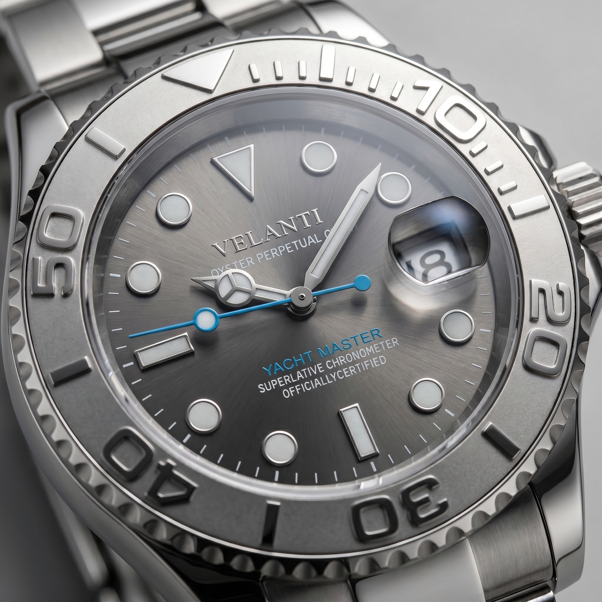 Submariner-style custom mod watch, Velanti Milano Velmariner Silver, product photo 5