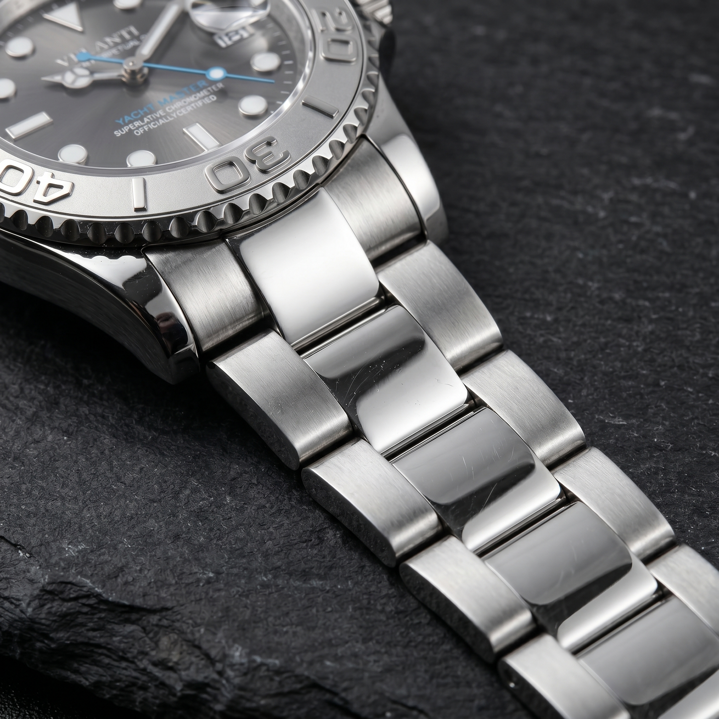 Submariner-style custom mod watch, Velanti Milano Velmariner Silver, product photo 3