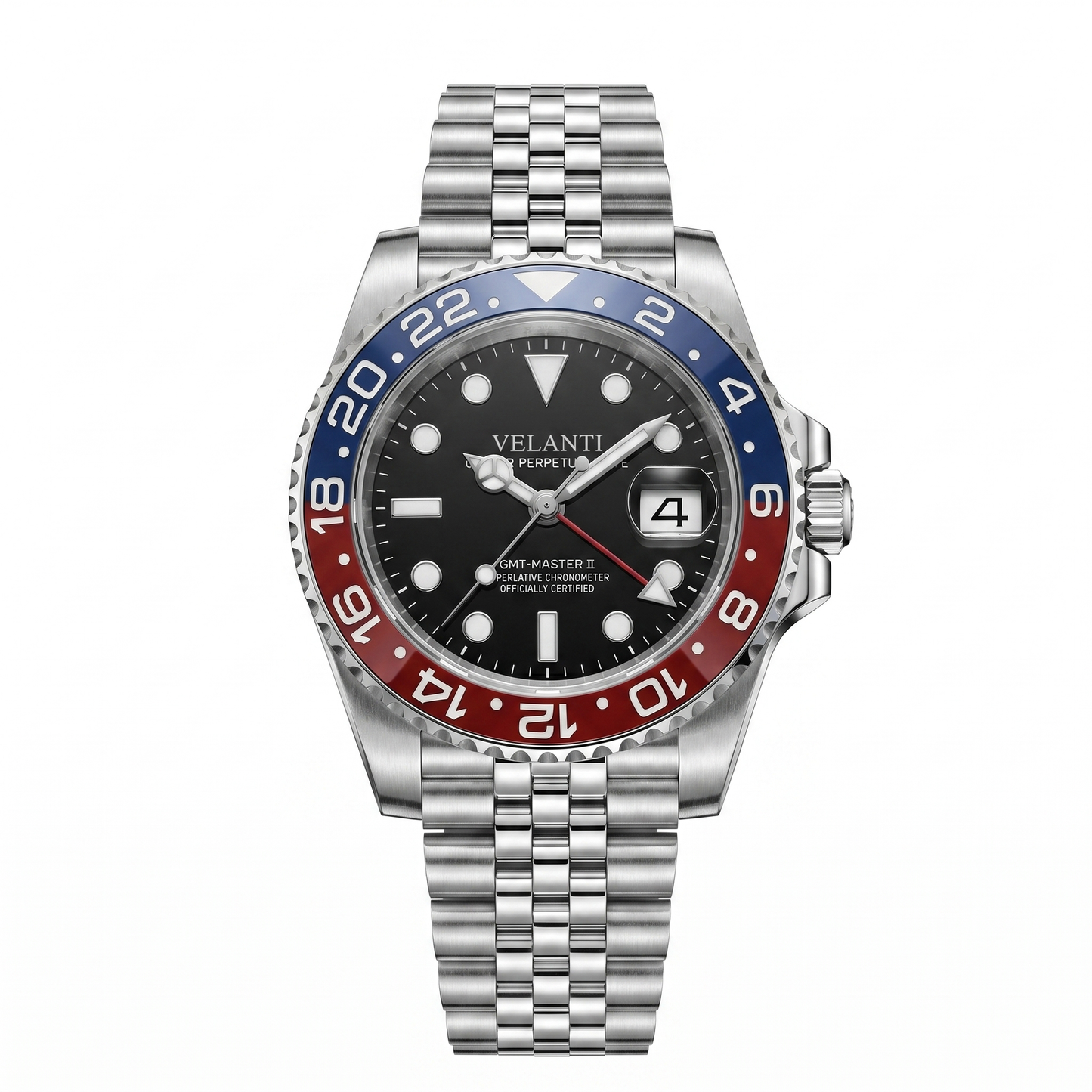 GMT-style custom mod watch, Velanti Milano Gmtvel Pepsi, main product photo