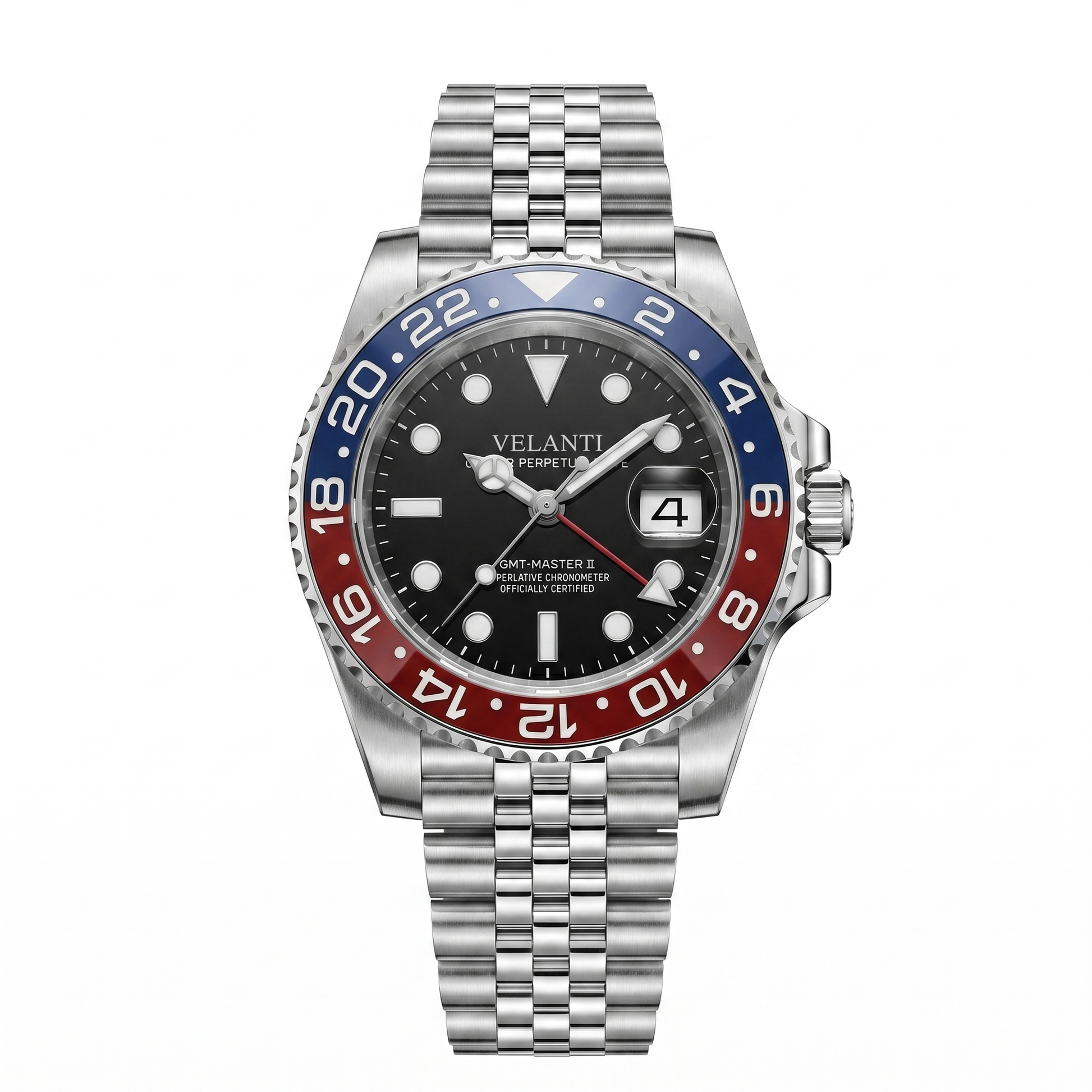 GMT-style custom mod watch, Velanti Milano Gmtvel Pepsi, main product photo