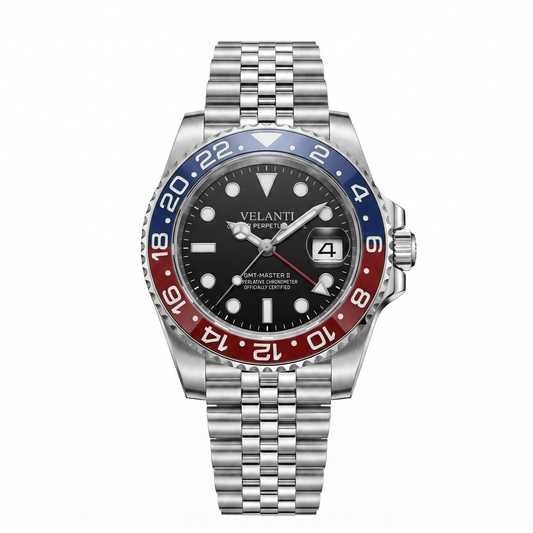 GMT-style custom mod watch, Velanti Milano Gmtvel Pepsi, main product photo