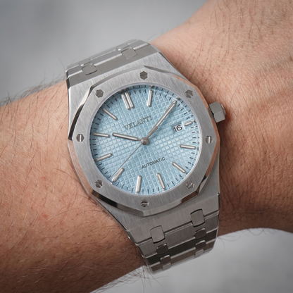 Royal Oak-style custom mod watch, Velanti Milano Royal Veloak Ice Blue, product photo 11