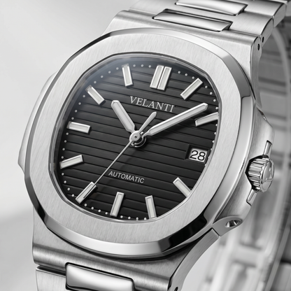 Nautilus-style custom mod watch, Velanti Milano Nautvel Black, product photo 6