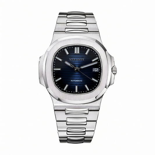 Nautilus-style custom mod watch, Velanti Milano Nautvel Royal Blue, main product photo