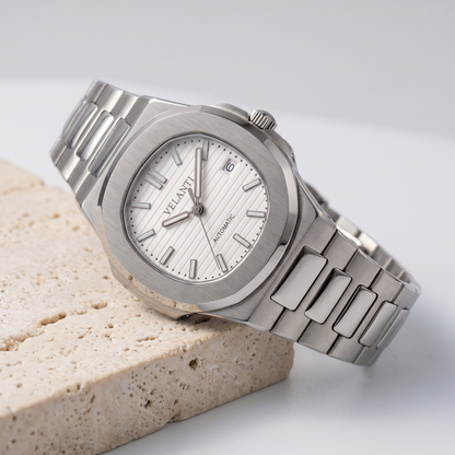 Nautilus-style custom mod watch, Velanti Milano Nautvel White, product photo 3