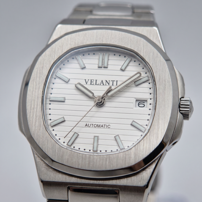 Nautilus-style custom mod watch, Velanti Milano Nautvel White, product photo 2