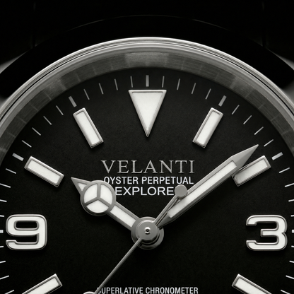 Explorer-style custom mod watch, Velanti Milano Oystvel Black, product photo 5