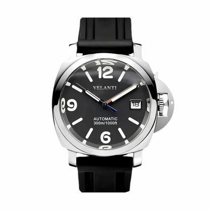 Panerai-style custom mod watch, Velanti Milano Panvel Black Rubber, main product photo