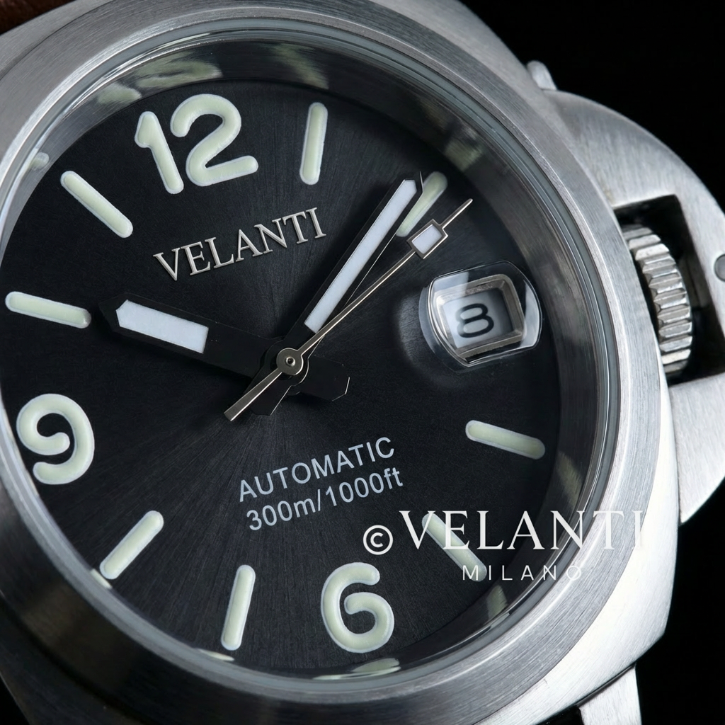 Panerai-style custom mod watch, Velanti Milano Panvel Brown Leather, product photo 7