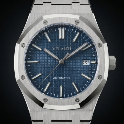 Royal Oak-style custom mod watch, Velanti Milano Royal Veloak Blue, product photo 3
