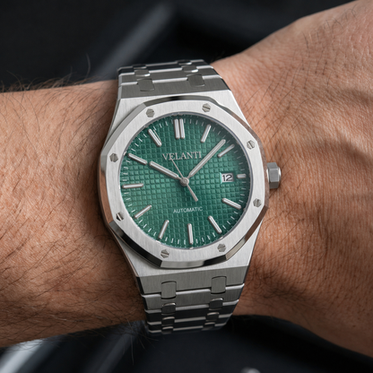 Royal Oak-style custom mod watch, Velanti Milano Royal Veloak Green, product photo 2