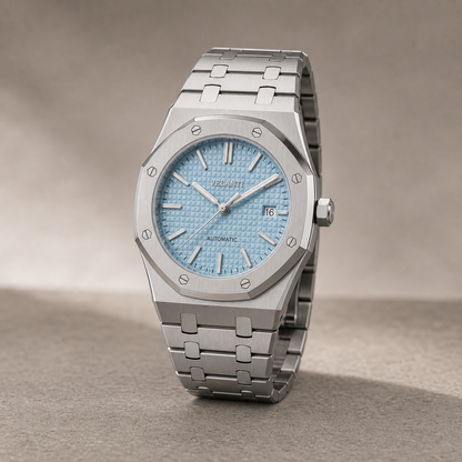 Royal Oak-style custom mod watch, Velanti Milano Royal Veloak Ice Blue, product photo 5