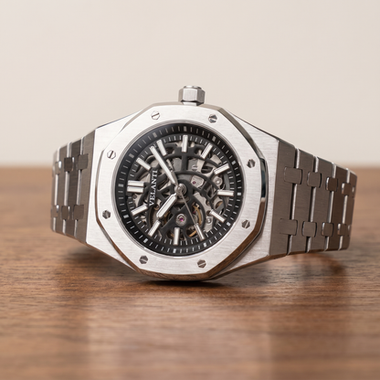 Royal Oak-style custom automatic watch, Velanti Milano Royal Veloak Skeleton, watch detail photo 10
