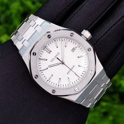 Royal Oak-style custom mod watch, Velanti Milano Royal Veloak White, product photo 6