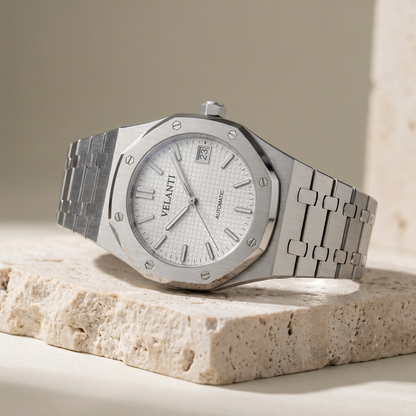 Royal Oak-style custom mod watch, Velanti Milano Royal Veloak White, product photo 2