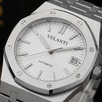 Royal Oak-style custom mod watch, Velanti Milano Royal Veloak White, product photo 4